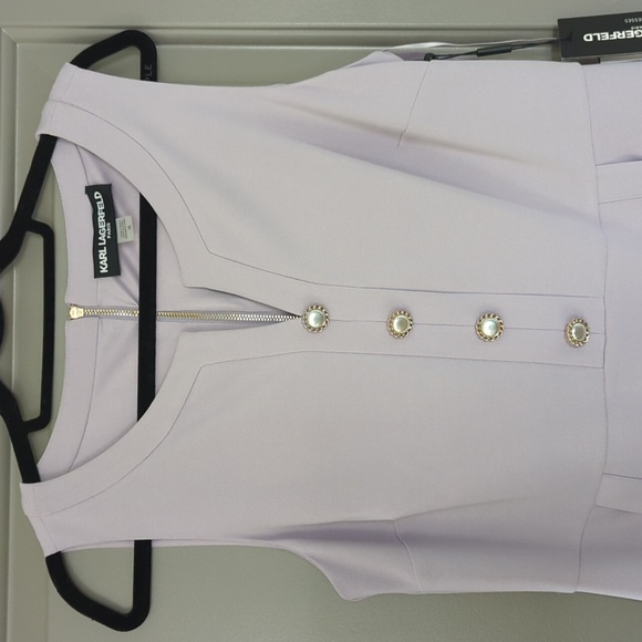 Karl Lagerfeld PARIS Button Accent Scuba Crepe Sheath Dress size 10 - Picture 4 of 8